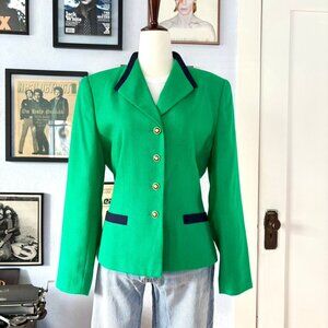 Vintage 1990s Bright Green Blazer by Kasper size 8